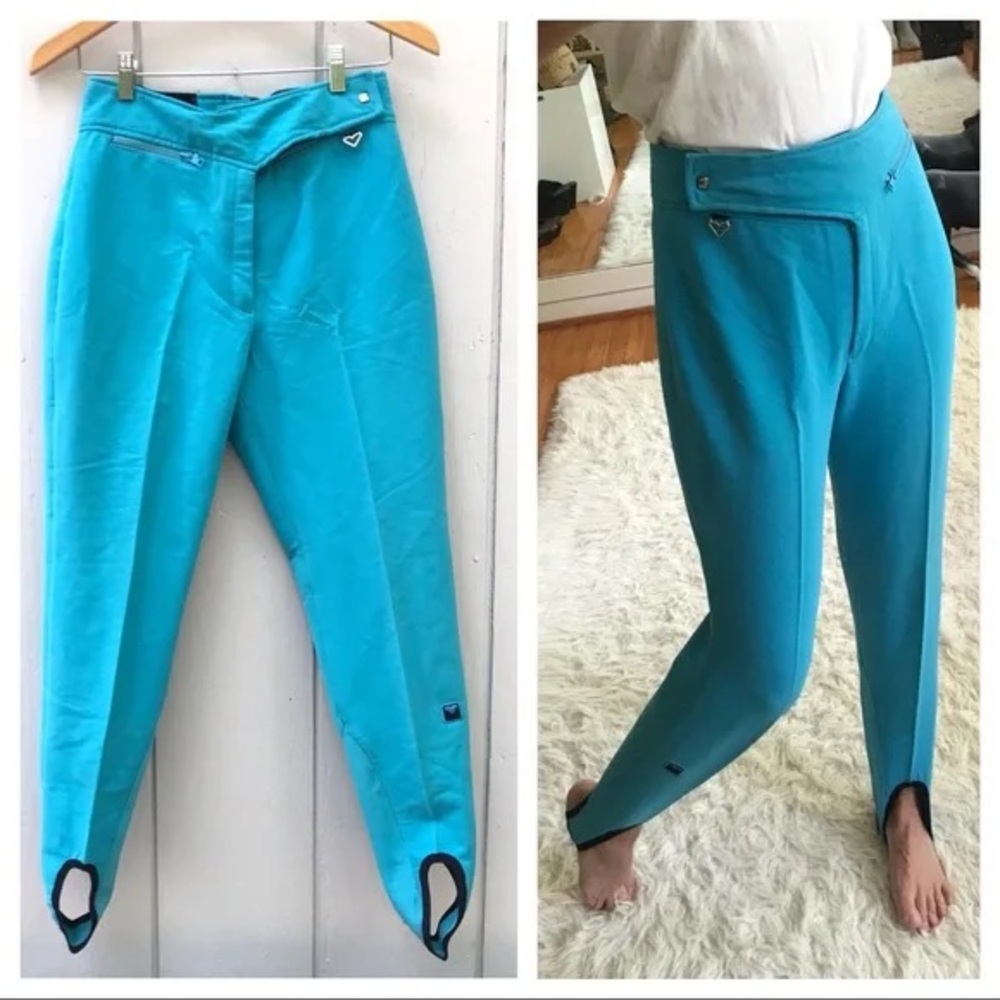 Obermeyer Stirrup Pants Vintage Ladies 8 Teal Wool Blend Ski Winter Outdoor